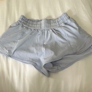 Lululemon size 2 2.5. Powdered blue hotty hots, low rise.